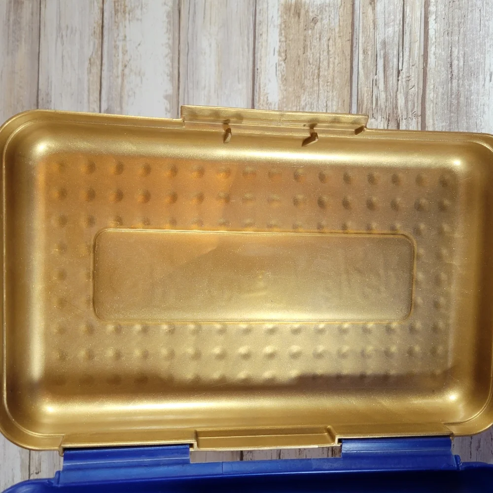 Spacemaker Pencil Box Blue & Gold Made In USA